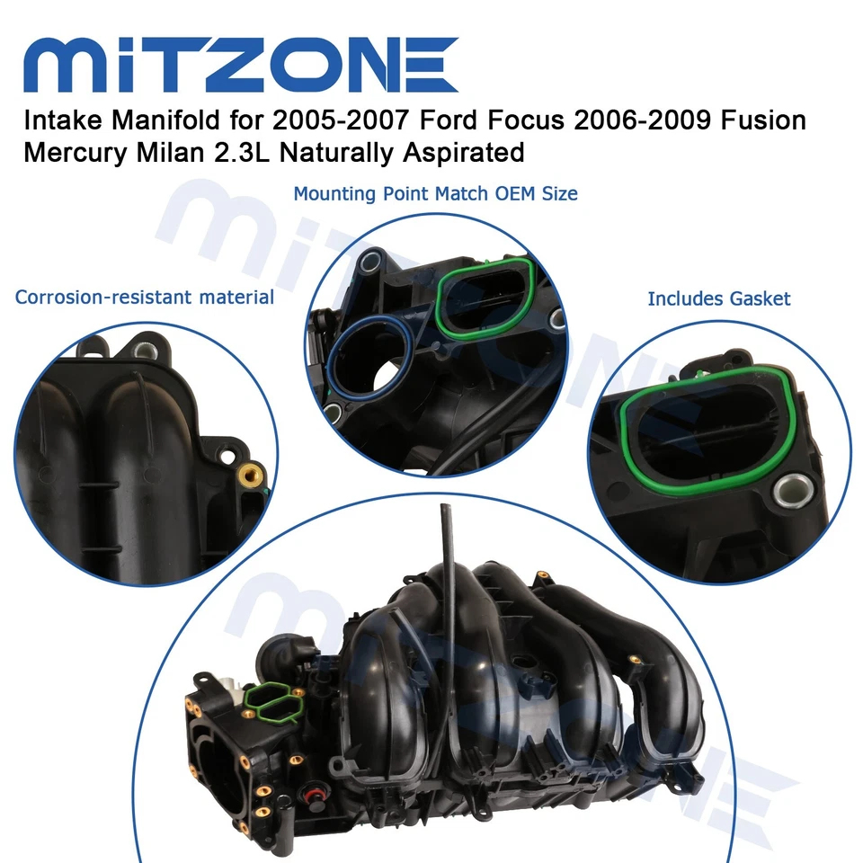 Colector de admisión para Ford Focus 2005-2007 2006-2009 Fusion Mercury Milan 2,3 L NA Foto 4 de 4