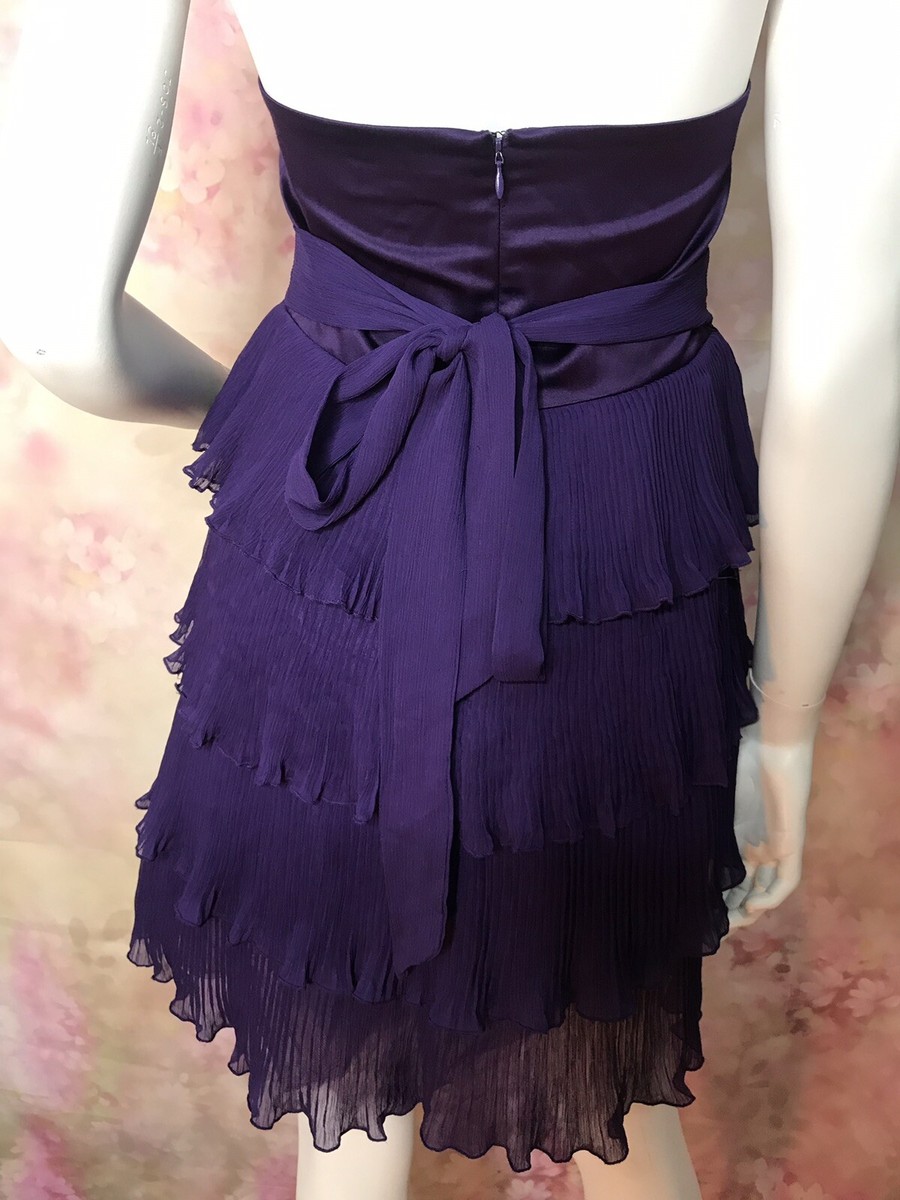 Robe De Soirée Violette Papaya Occasion – Taille UK 10 – Sans Bretelles, Brillante – Très Bon état
