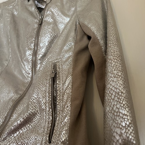 Express Silver Snake Print Moto Knit Trim Jacket Size M - Bild 3 von 9