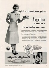 VTG 1951 Print Ad Angelica Uniform oustanding appearance sexy woman Waitress