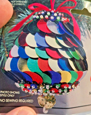 THL Crafts CHRISTMAS JOY 442 Pear Top Vtg Sequin Bead Holiday Ornament KIT