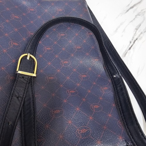 Bolso Bandolera Trussardi Italia De Colección Cuero Azul Marino Rojo Logo Patrón Cartera - Imagen 14 de 22