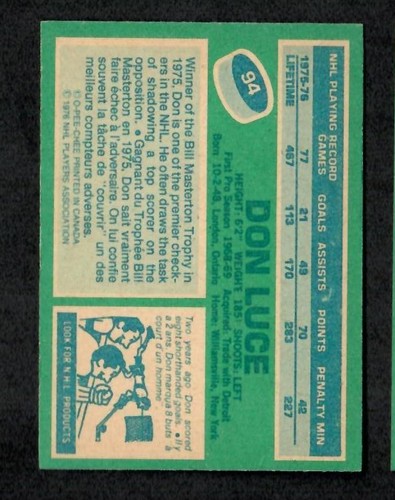1976-77 O-PEE-CHEE HOCKEY - YOU CHOOSE FROM LIST Cards 1-132 - Bild 190 von 264