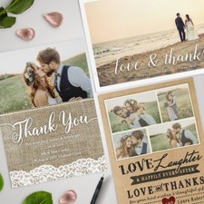 Personalised Wedding Thank You cards inc Envelopes + Photo (Z3)