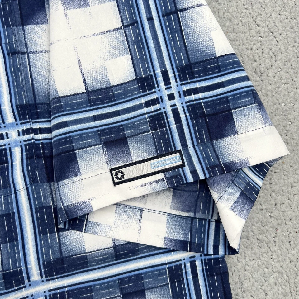 South Pole Shirt Mens XXL Blue White Loop Collar Y2K Hip hop Street wear VTG - Image 4 of 4