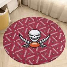 Tampa Bay Buccaneers Print Circular Coral Velvet Floor Mat 35.4" Home Decorative