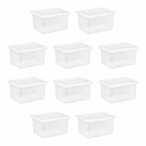 Clear Plastic Storage Boxes with Lids Stackable UK Made Box Home Office Kitchen - Picture 38 of 109