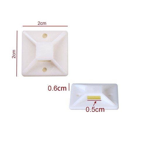 Self Adhesive Cable Zip Ties Base Wire Mounts Clamps Clip Holders White 20mm - Picture 4 of 11