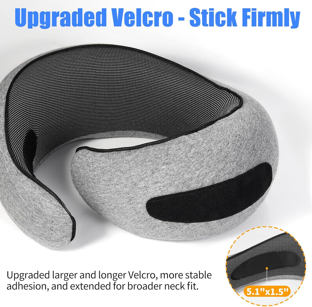 Memory Foam Travel Neck Pillow for Airplanes with 360 Support