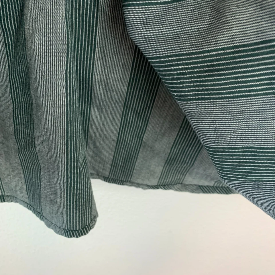 复古 90 年代 Brittania 垂直条纹绿色长袖纽扣衬衫男式 XL — 第 4/4 张图片