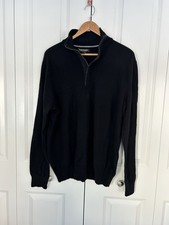 Banana Republic Extra Fine Merino Wool 1/2 Zip Sweater Mens Large Black