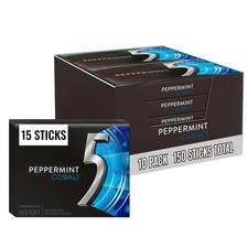5 Gum Peppermint Cobalt Sugar Free Chewing Gum 15 Pack of 10 Stick Packs