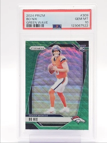 BO NIX 2024 PANINI PRIZM ROOKIE FOOTBALL GREEN WAVE RC PSA 10 Q5690