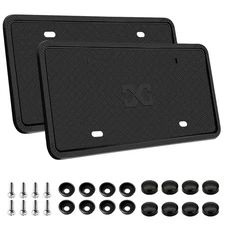 XCLPF Silicone Black License Plate Frame Covers 2 Pack- Front and Back Car Pl...