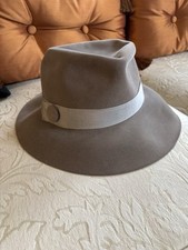 VTG Borsalino Alessandria Grey Felt Hat 22 1/2 Size 7 Italia Made by Filene's