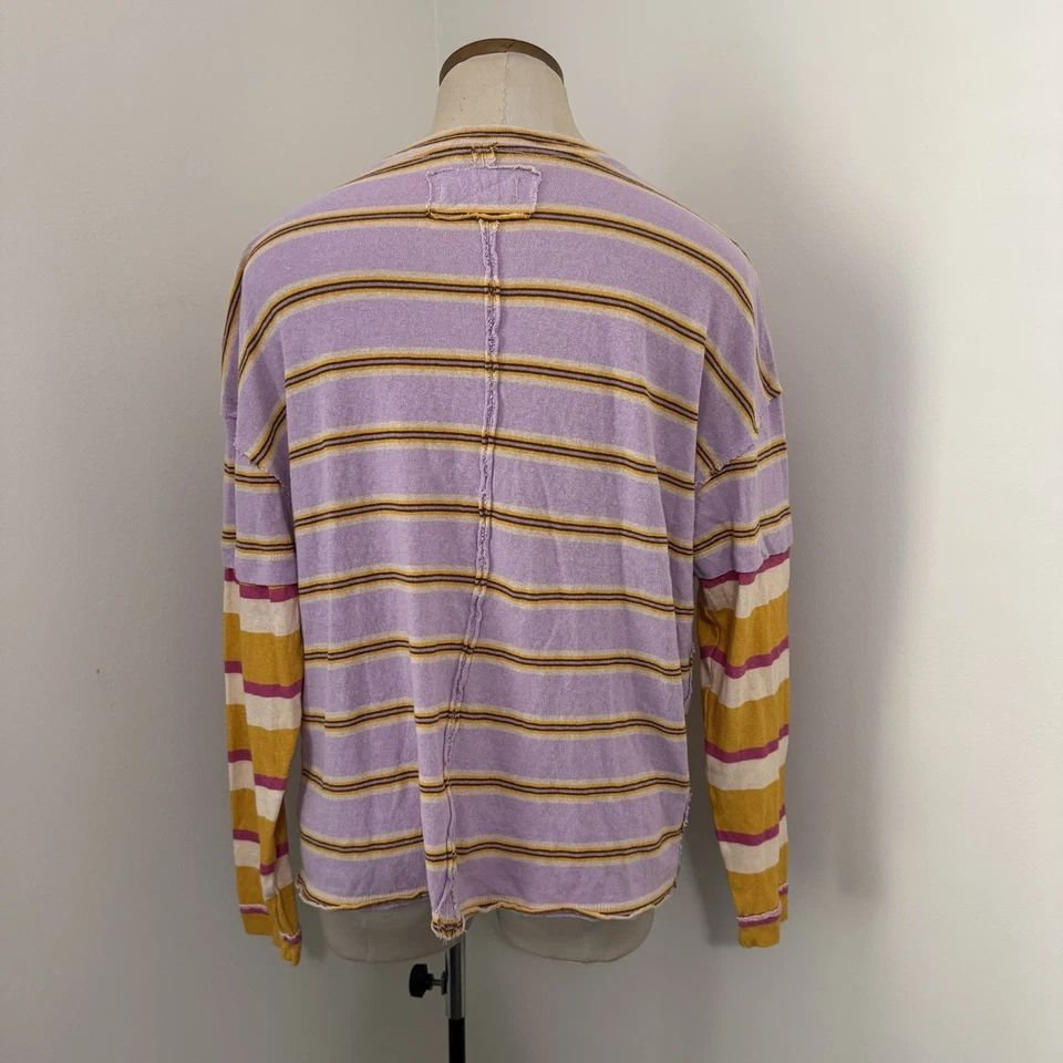 Camiseta WE THE FREE People XS Nina a Rayas Manga Larga Slub De Gran Tamaño Foto 3 de 4