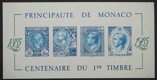 1985 Monaco; Block 100 Jahre Briefmarken ungezähnt postfrisch/MNH Yvert 470