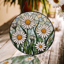 Daisy Stained Glass Suncatcher Window Hanging Gift for Mom Birthday Present