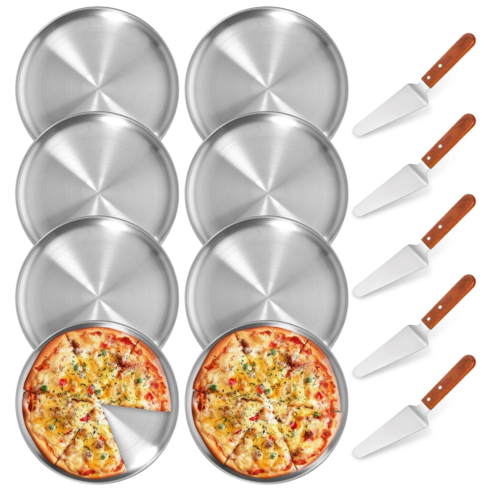 8 Pack 12 Inch Deep Dish Pizza Pan with 5pcs pizza peel Stainless Steel Round...
Opens in a new wind