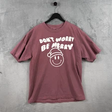 Shaka Wear Heavyweight T-Shirt Men's Large Burgundy Casual Christmas Tee