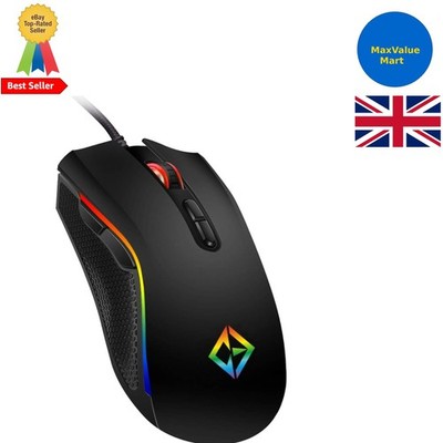 Kabelgebundene USB Gaming Maus mit 7 Tasten & Regenbogen LED Lichter - Ergonomisches Design