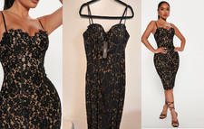 Lady In Lace Midi Dress - Black