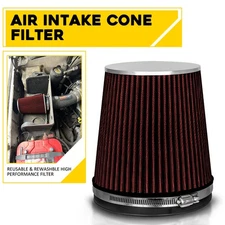 6" Red Truck Short Performance High Flow Inlet Cold Air Intake Cone Dry Filter
