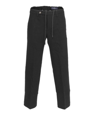 NWT ENTRE AMIS PANTS drawstring jersey trousers black luxury Italy us 36