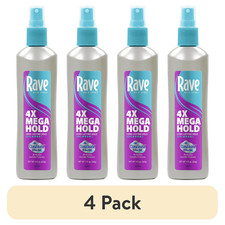 Rave 4X Mega Hold Non-Aerosol Hair Spray, All-Weather Protection 11 oz Pack of 4