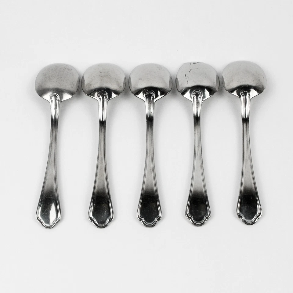 Lote de 5 cucharas soperas redondas de cubiertos Sant Andrea Rossini (ino inoxidable) de 6,75" de largo Foto 2 de 4