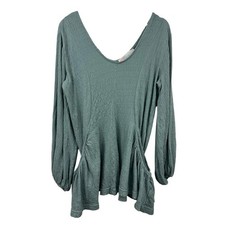Free People Beach Women’s Teal Textured Long Sleeve Top Size M