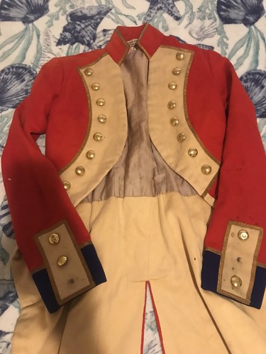 Vintage 1940 Stage Theater Prop Wool Red Coat With Tails Brass Buttons Small - Picture 2 of 9