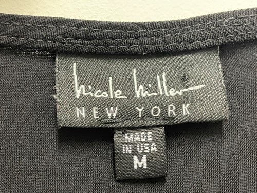 NICOLE MILLER NY Abito Midi - Nero Poli Maglia Senza Maniche Scollo a Livelli, Medium - Foto 6 di 6