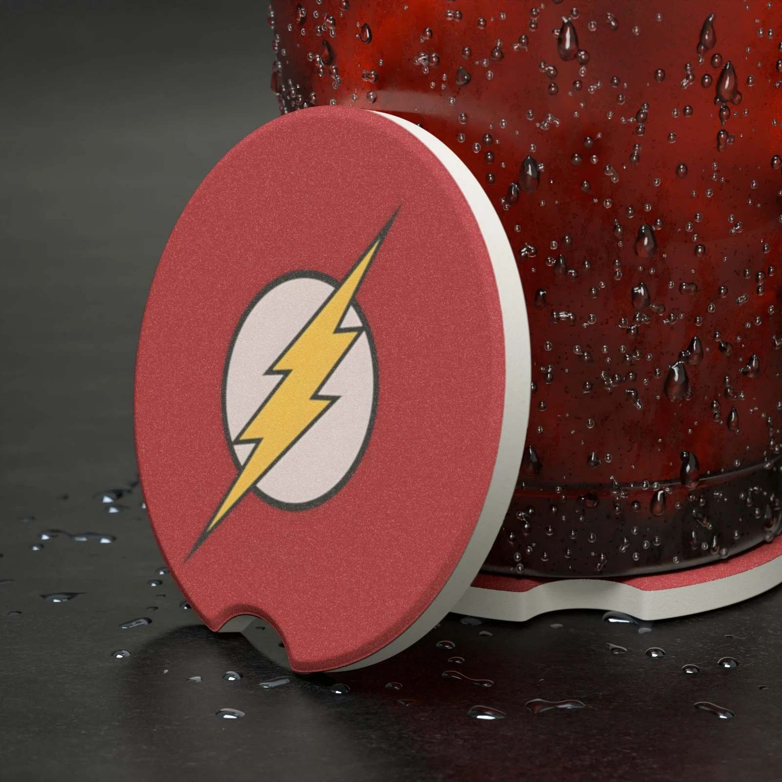 The Flash Logo Soapstone Car Coaster – DC Comics Cup Holder Insert for Car