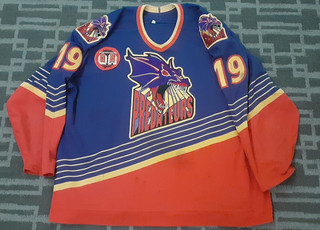 GRANBY PREDATEURS QHL GAME WORN PURPLE JERSEY #19 NOBR CCM SIZE 56