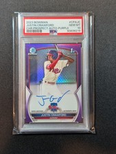 Justin Crawford 2023 Bowman Chrome Prospect 1st Auto True Purple! /250 PSA 10
