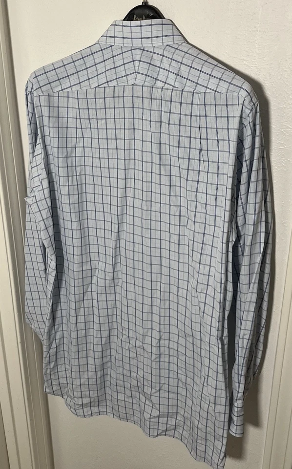 Thomas Pink Cotton Dress Shirt Mens 16.5-36 Plaid Windowpane Made in Ireland - Image 3 of 4
