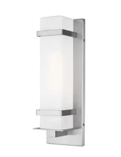 Satin Aluminum One Light Outdoor Wall Lantern from the Alban Collection