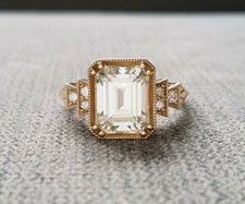 Art Deco Antique 4.10 Ct White Diamond Vintage Wedding Ring 14K Yellow Gold FN