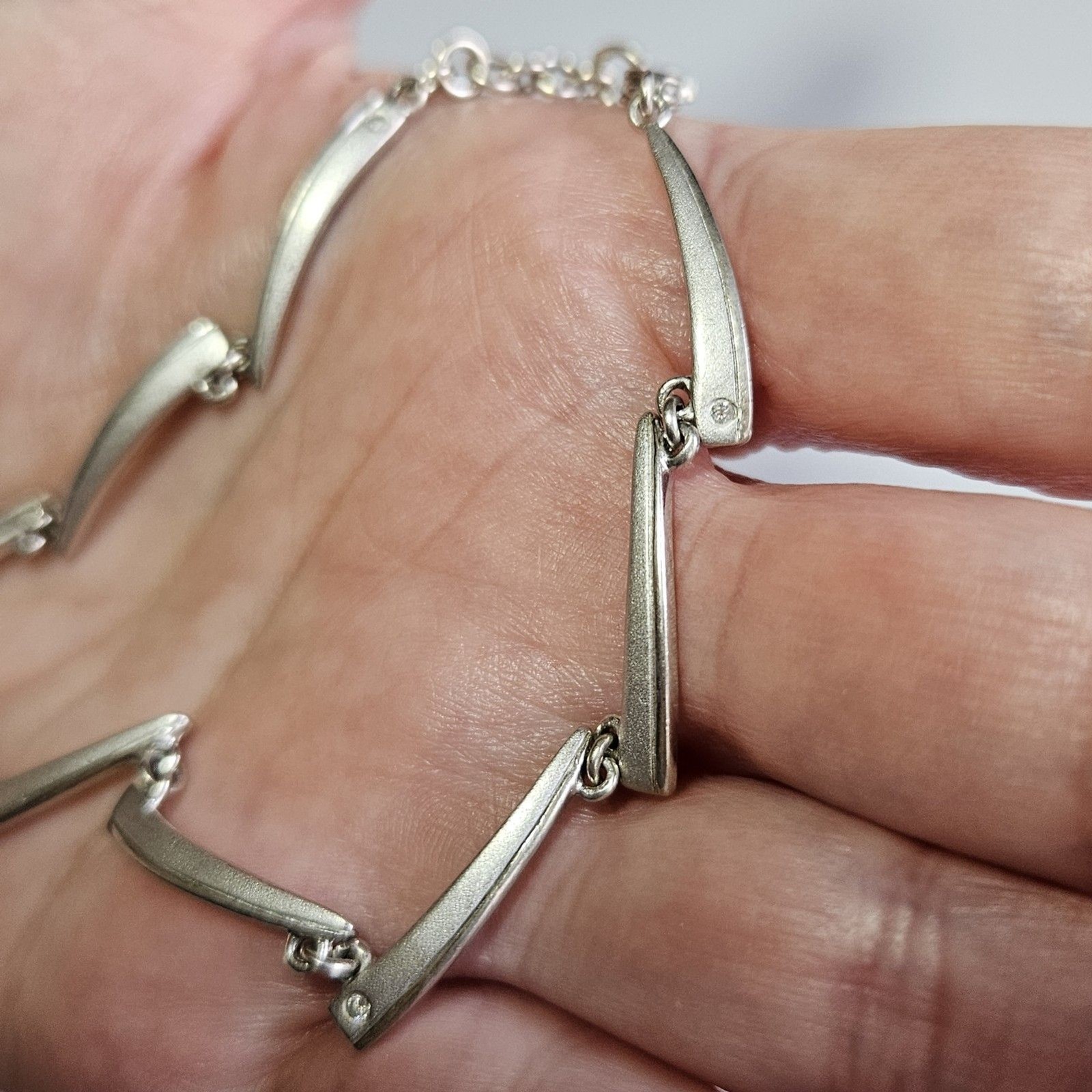 Sterling Silver Diamond Accent Rectangular Bracel… - image 3