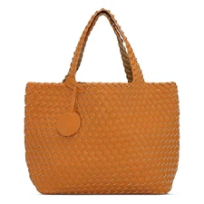 Ilse Jacobsen Reversible Braided Woven Tote Bag - Golden Nugget  / Metallic