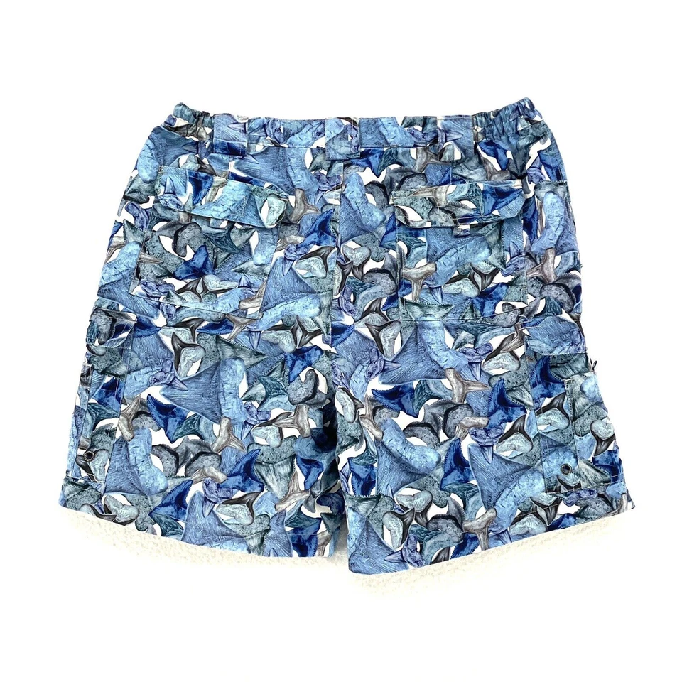 Bañador Reel Legends Para Hombre Mediano Azul Dientes de Tiburón Board Shorts Foto 2 de 4