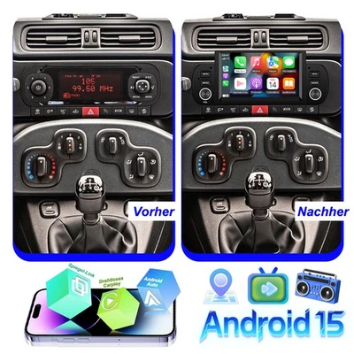 CFRIATO Radio de coche para Fiat Panda 312 2012-2024 Android15 GPS NAVI Wifi Apple Carplay 64G