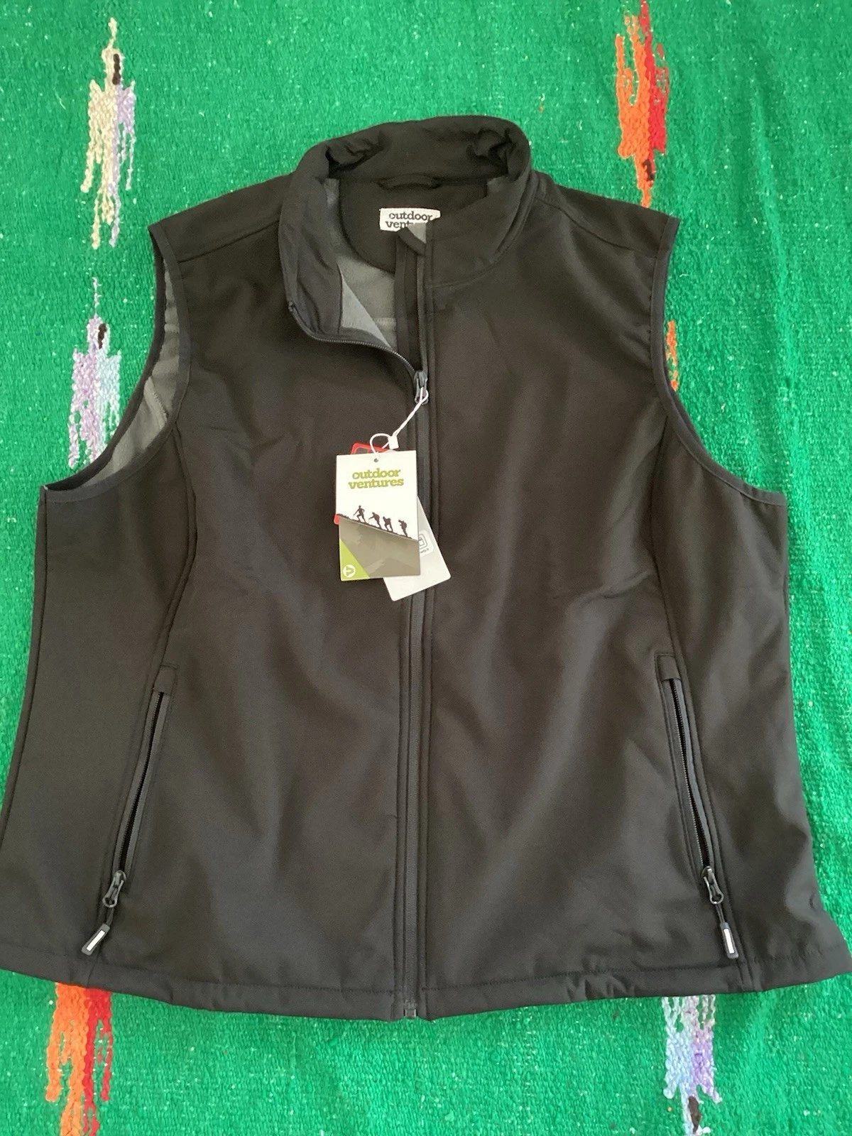 Outdoor Ventures Men's Soft Shell Fleece Vest Black Full Zip, XXL