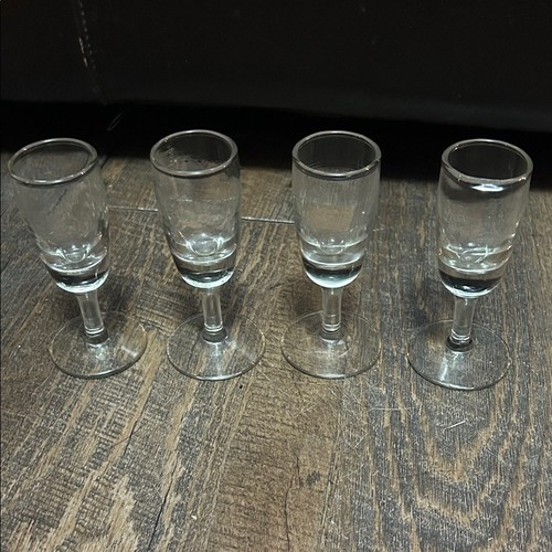 4- 1 Oz. Liqueur Cocktail Cordial Glasses Clear Glass 3.75"