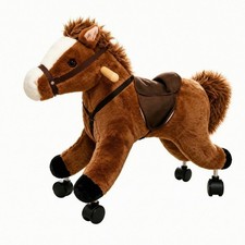 Cheval En Peluche à Roulettes Robuste Porteur Cheval En Peluche Résistant