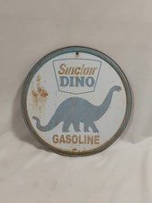 Sinclair Dino Gasoline Oil Service Station Garage Tin Metal Sign, 11.75" Rusty