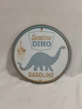Sinclair Dino Gasoline Oil Service Station Garage Tin Metal Sign, 11.75" Rusty