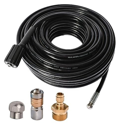 #ad 25FT 5800 PSI Pressure Washer Hose Jetter Nozzles Kit 1 8”NPT Sewer Drain $49.93