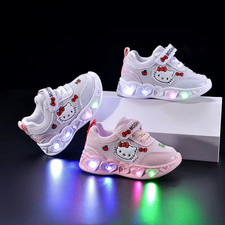 Kids'Casual Shoes Girls Led Light Cartoon PU Leather Fashion Sport Flat Bottom S